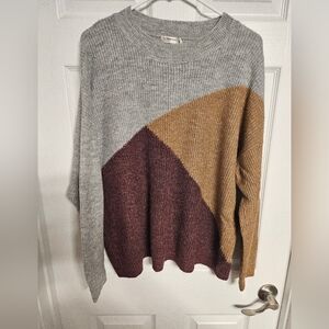 Reitmans Gray, Brown, and Purple Colorblock Sweater